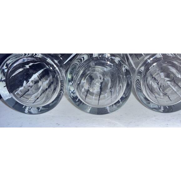 Vintage Mid Century Skinny Highball Glasses White Black Pinstripes Set Of 4 - Picture 7 of 8